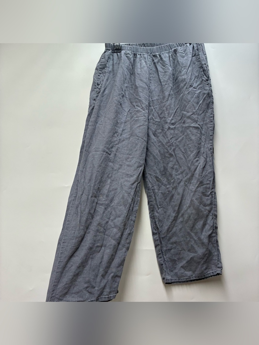 Flax Womens Medium Linen Gray Pants Pockets Lagenlook Minimalist Coastal Summer